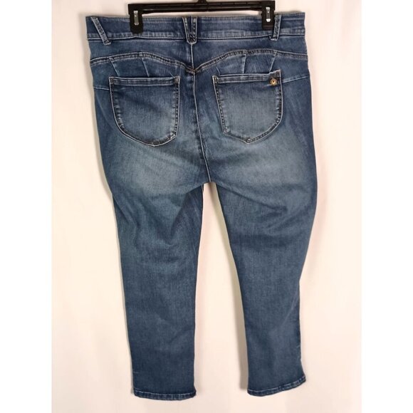 Democracy Ab Solution Crop Jeans Distressed High Rise Slim Leg Blue 16W Women - Picture 5 of 6